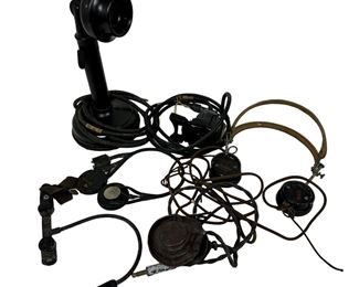 WWII Era US Microphone & Headphone Lot USAAF Pilot