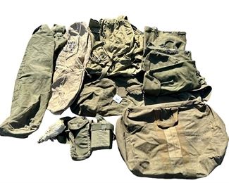 Vintage Military Duffle Bag WWII Backpack Lot