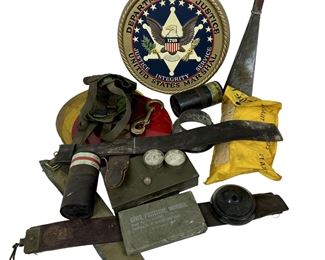 Misc. Vintage Items Lot US Marshal Wall Plaque Inflatable Life Vest