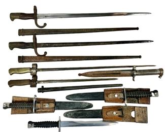 8 Foreign Bayonet Lot Antique French Swiss Swedish