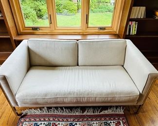 Modern single cushion love seat on chrome frame