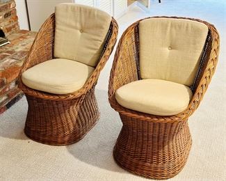 BoHo vintage rattan barrel chairs