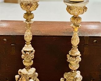 Pair of Antique Gilded Torcheres