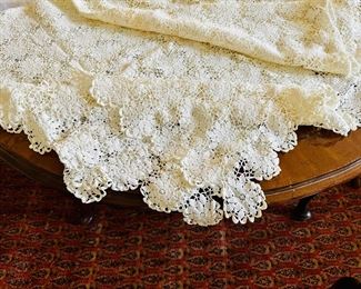 Hand crocheted tablecloth