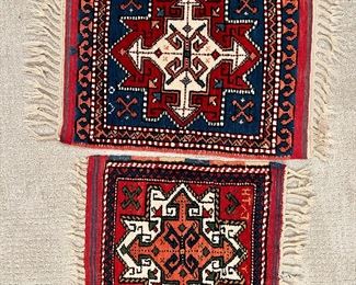 Two smaller Turkish Dobag hand woven throw rugs