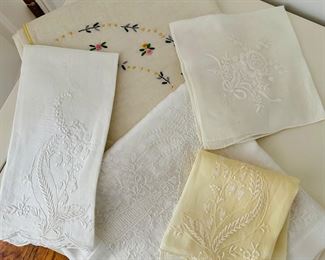Hand embroidered linens