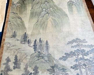 Shen Zhou Landscape Painting, scroll and box
