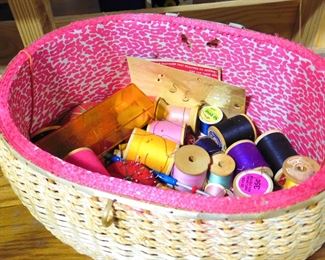 Sewing Basket with Contents