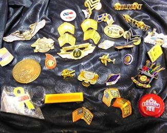 Large Assortment of Pins (Army, Hard Rock, Service, Americana)
