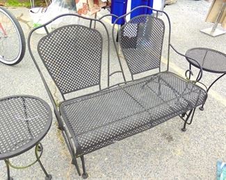 Wrought Iron Glider and Table Set
