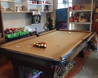Pool table and accessories.