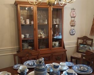Complete dining room furniture hutch table and chairs