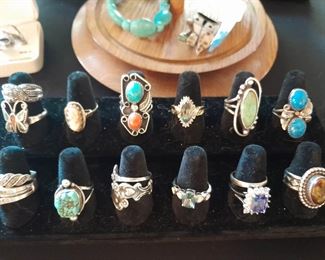 Sterling rings and turquoise rings