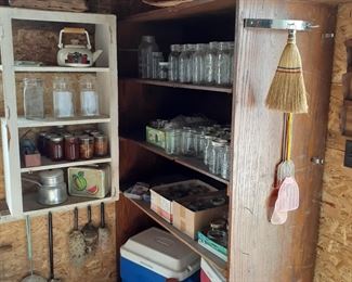 coolers, canning jars, baskets