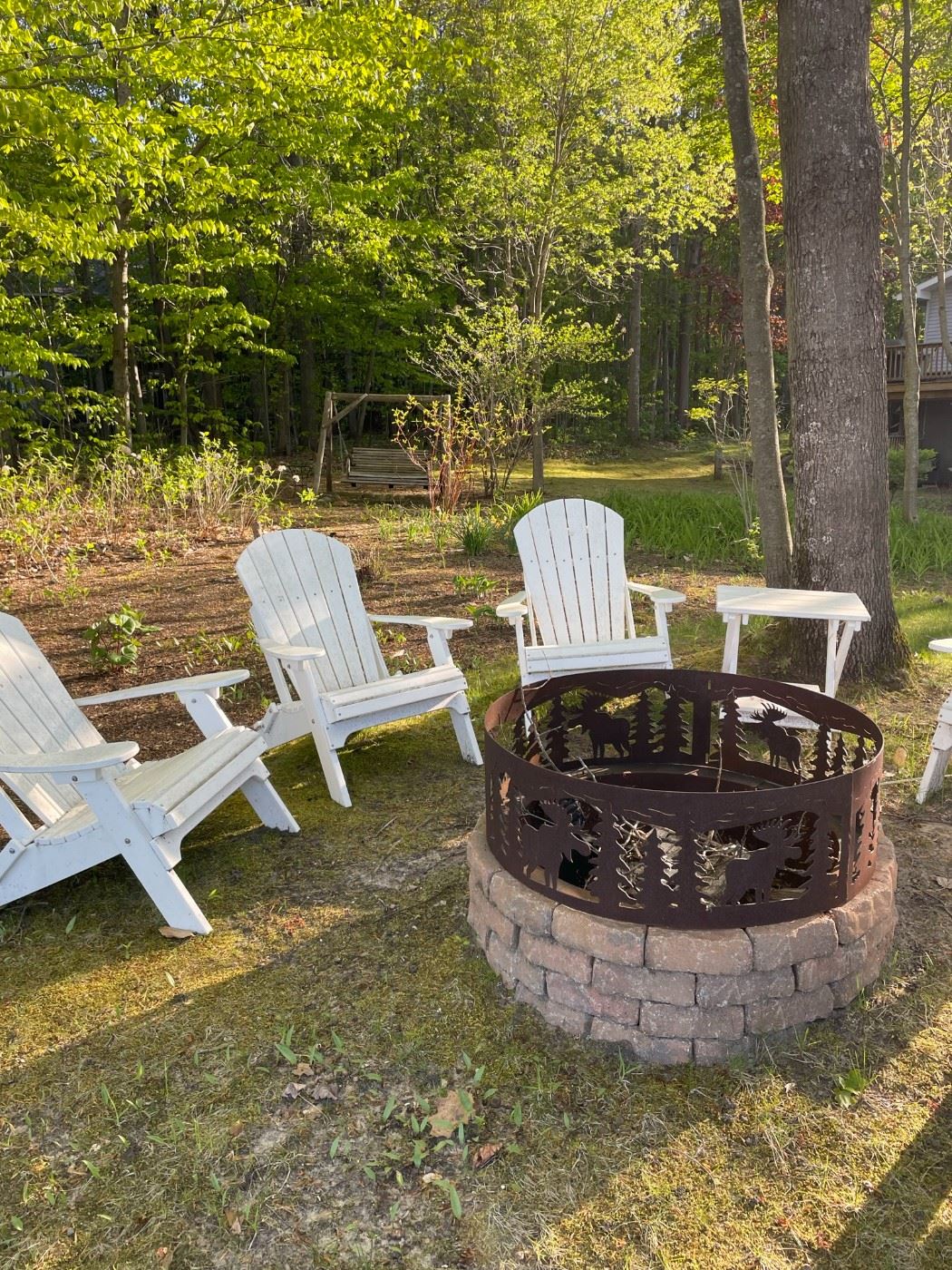 Adirondack chairs and table