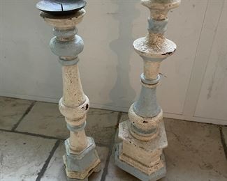 Antiqued set of candleholders.