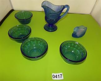 cobalt blue Fostoria for Avon Patriotic pitcher/creamer