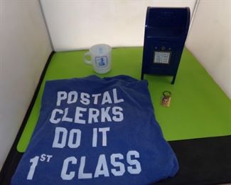 USPS mailbox bank, milk glass coffee cup