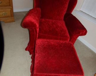 red velour armchair  