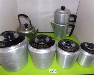 aluminum cannisters  Sears Maid of Honor double coffee pot