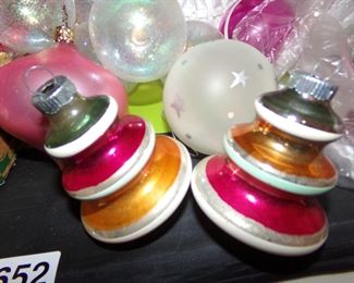 vintage striped top glass ornaments
