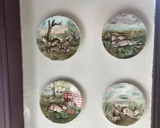 Hand painted Limoges rabbit plates
