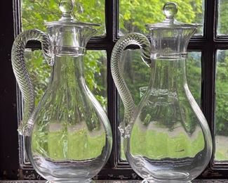 Impressive pair of early glass decanter’s. Possibly Sandwich glass company.