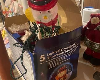 Lighted walkway snowman