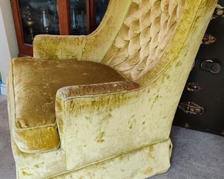 1960's Vintage Crushed Velvet Swivel Rocker Chair