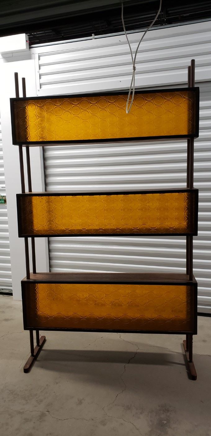 Custom MCM Solid Wood with Gold Plastic Inserts Bookcase/Display Case 47"W x  77.5"H x 8.25"D