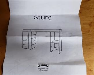 IKEA Sture Wood 2 pc Desk with Revolving Multi-Function Work Space Measures: Bottom 47.25"W x 29.5"D x 28.5"H    Top 45.75"W x 15.875"D x 29"H
