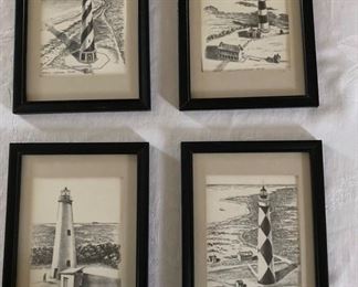 4 Framed Lighthouse Pictures