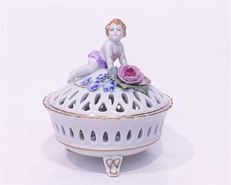 Von Schierholz German Porcelain Potpourri Basket