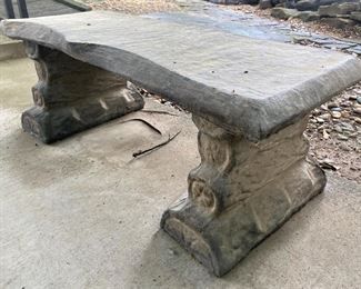 Vintage concrete bench with log style legs