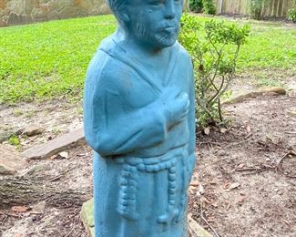 Southwestern style terracotta garden statue of a monk........To register in order to place bids go to www.capitolsalesservices.hibid.com