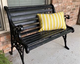 Cast iron and wooden slat bench 