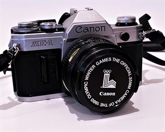Vintage Canon AE-1 35 mm film camera for the 1980 Winter Olympic Games ........To register in order to place bids go to www.capitolsalesservices.hibid.com