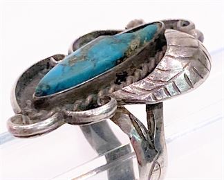 Old Navajo Turquoise and silver ring ........To register in order to place bids go to www.capitolsalesservices.hibid.com