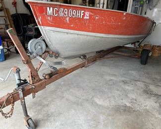 14' Lund fishing boat with Honda 9.9 4 stroke motor. Available for pre-sale to allow for more room in the garage for sale day! Email or call for an appointment to see it!