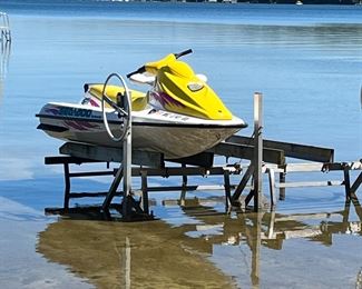 1996 Seadoo jet ski and trailer in excellent condition($2400) and lift ($900) all for sale. Meticulously maintained. The boat has been winterized and tuned up/plugs changed each Spring by a professional at Grand Bay Marine. These items are consigned for another client and are on Long Lake. Please call or email to make an appointment to see! Available for presale the week prior to the sale.