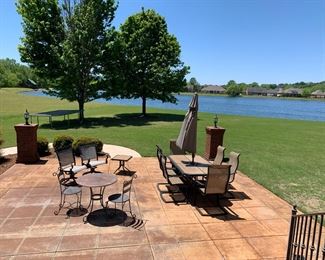 #1	Aluminum Patio Set w/4 bouncy Chairs - 72x40x29 w/umbrella & Base	 $120.00 			
#2	Round Copper Top Bistro Table w/2 chairs - Heavy - 29round x 30T	 $150.00 	SOLD		
#3	Aluminum Set of Bouncy Chairs 	 $150.00 			
#4	Rectangle End Table w/tile Top - 20sq x 19	 $50.00 			
#5	Rectangular Trampoline - You dissemble and move - 166x96	 $125.00 			
