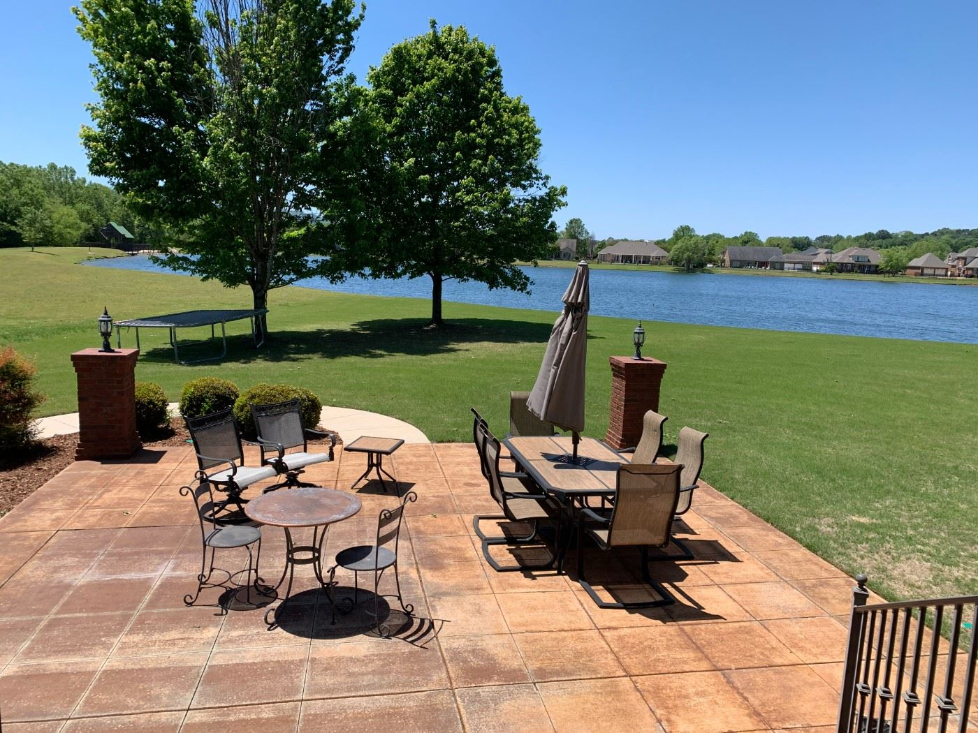 #1	Aluminum Patio Set w/4 bouncy Chairs - 72x40x29 w/umbrella & Base	 $120.00 			
#2	Round Copper Top Bistro Table w/2 chairs - Heavy - 29round x 30T	 $150.00 	SOLD		
#3	Aluminum Set of Bouncy Chairs 	 $150.00 			
#4	Rectangle End Table w/tile Top - 20sq x 19	 $50.00 			
#5	Rectangular Trampoline - You dissemble and move - 166x96	 $125.00 			
