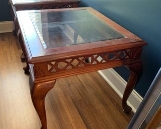 #54	Glass top end Table w/queen ann legs - 28x24x21h	 $75.00 			
#55	Glass top end Table w/queen ann legs - 28x24x21h	 $75.00 			
