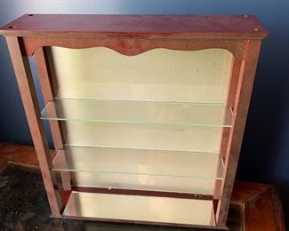 #58	3 shelf wall display shelf (2 glass shelves ) 13.5x3.5x14.5h	 $20.00 			
