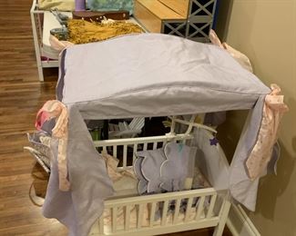 #59	Amer. Girl/Bitty Baby Canopy crib 15x23x30h w/canopy	 $100.00 			
