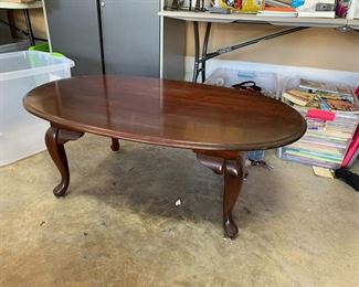 #108	oval coffee table AS IS (paint flecks) 45x27x17h	 $30.00 			
