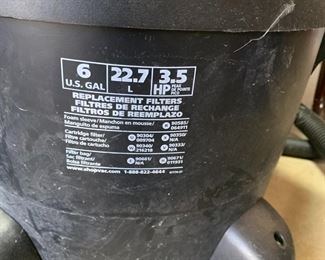 #117	Shop Vac - 6 Gallon	 $25.00 			
