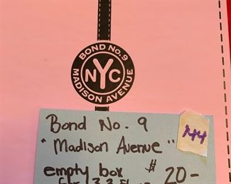 #144	Bond no 9 "Madison Avenue" empty Box for 3.3 fl oz	 $20.00 			
