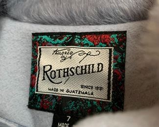 #48	Rothschild size 7 blue wool w/ fur collar youth size	 $50.00 			
