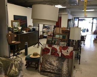 Furniture, lamps, art